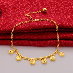 Heart-shaped Bell Anklet Classic 25KC Golden Plate Copper Wedding Lucky Anklet Bracelet