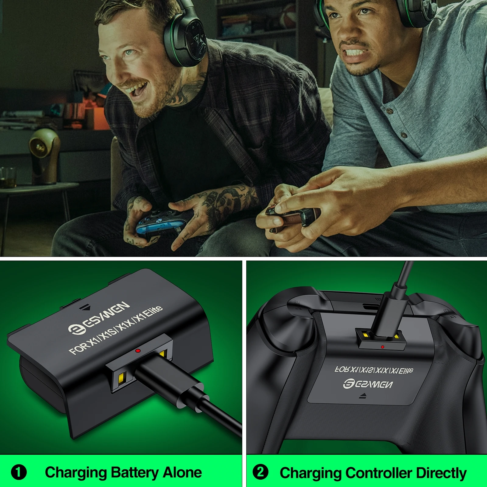 2X120 0mAh حزم بطارية قابلة للشحن ل Xbox سلسلة X | S/Xbox One X/S + 4 بطارية يغطي ل Xbox One مجموعة الشاحن مع كابل يو اس بي
