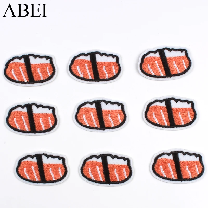 10pcs Cartoon Sushi Patch Iron On Cute Mini Stickers DIY Clothes Backpack Jeans Pants Shoes Hats Badge Handmade Fabric Appliques