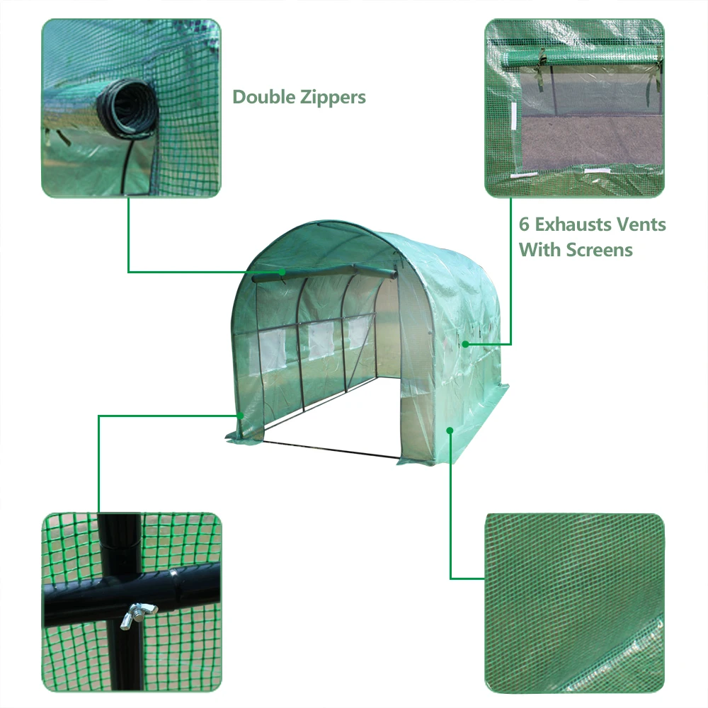 12′x7′x7 Heavy Duty Greenhouse Plant Gardening Dome Greenhouse Tent Protective Cover Flower Plant Grow Tent Waterproof