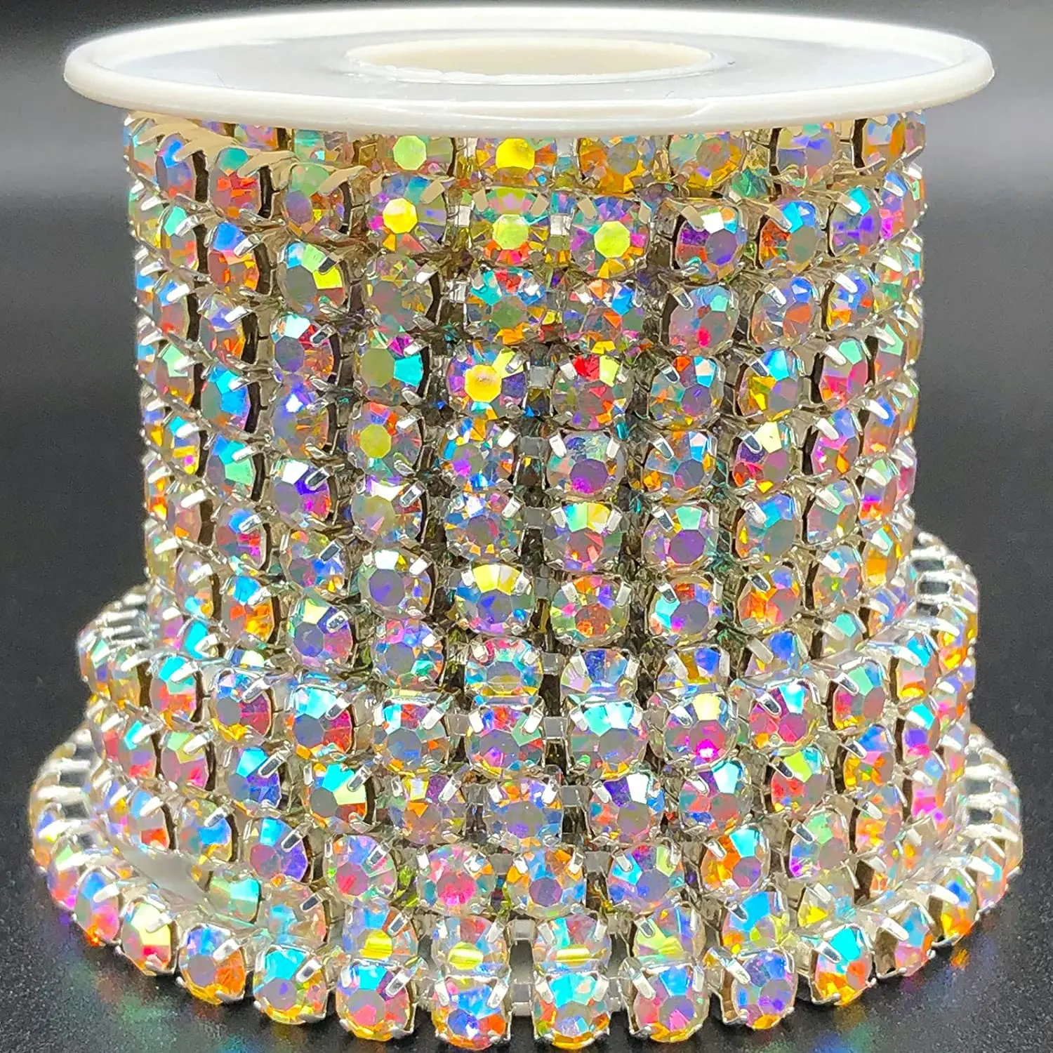 1 Roll 5 Yards Large Crystal Rhinestones Close Chain 5Mm Glass Diamond Claw Cup Chain Sew On Trim Roll Diy Costume Jewelry Decor