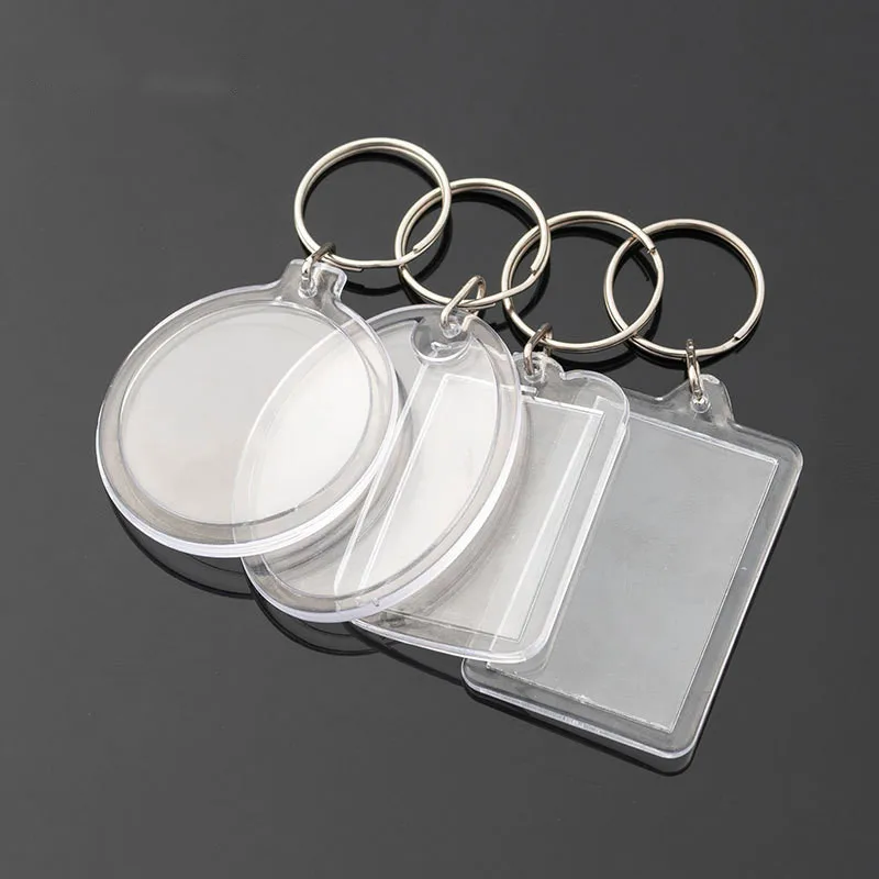 5 Pcs Transparent Plastic Photo Frame Labels Key Fobs Rings Name Tags With Split Ring For Baggage Key Chains Key Ring DIY