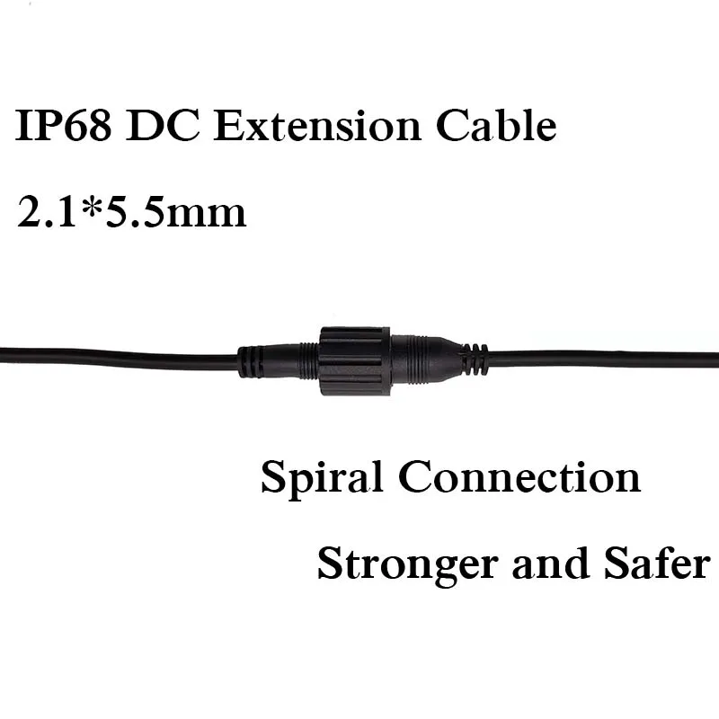 22AWG Waterproof DC Extension Cable Male To Female 2.1*5.5mm Wire IP68 1m 2m 3m 5m 10m Outdoor Power Cord For Light Camera Route