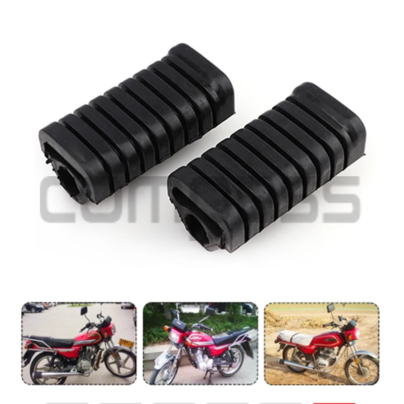 1 Pair Motorcycle Left & Right Rubber Footrest Pedal Foot Peg Footpeg Cover For Honda WY125 - Black