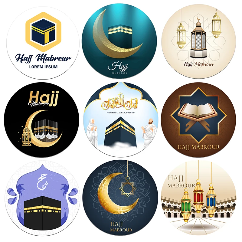 3.5cm/4.5cm Hajj Mabrour Celebration Decorations Paper Sticker Gift Lable Seal Sticker Islamic Muslim Umrah Decoration Supplies