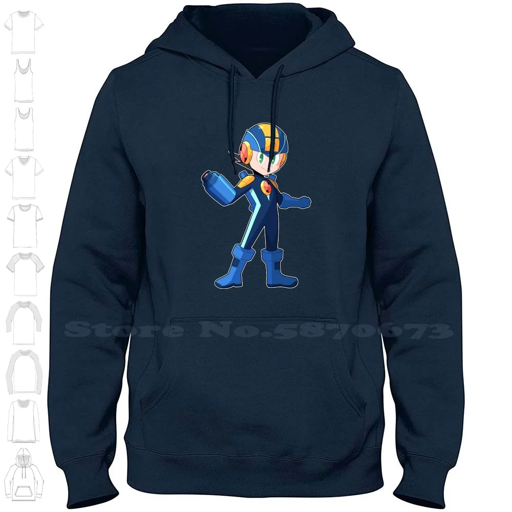 Mini Megaman Exe 100% Cotton Hoodie T-Shirt Megaman Mmbn Kawaii Video Games Game Art Kids Blue Bomber Battle Network Gaming