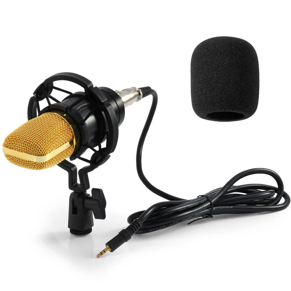 High Quality BM-700 Wired 3.5mm Condenser Sound Recording Microphone with Shock Mount for Radio Braodcasting