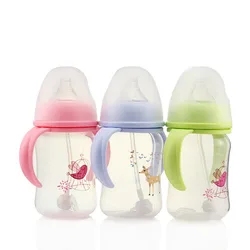 240mL Newborn Children Infant Baby Boy Girl Wide Mouth PP Feeding Bottle Drinking Water Breast-like Feeling