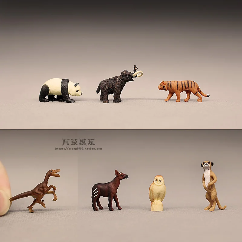 Miniatures Animals Model Ornaments Dinosaur Mammoth Tiger Panda Bison Fairy Garden Accessories Moss Decor Action Figures Toys