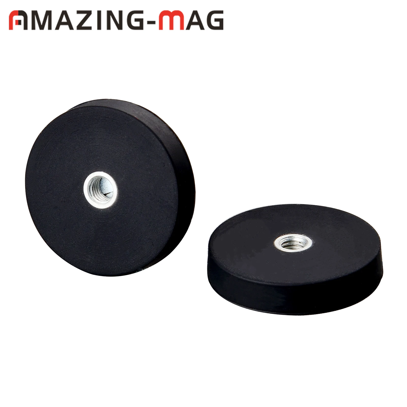 2PC 8.5KG Neodymium Disc Magnet Rubber Coated Internal Thread Hole M4 M5 M6 DIY Tools Storage Mirror LED lights Base