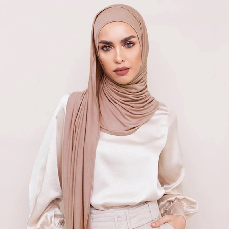 Premium Cotton Instant Hijab Jersey Scarf Women Modal Shawls One Loop Instant Scarf Muslim women hijab Islamic Headscarf Bandana