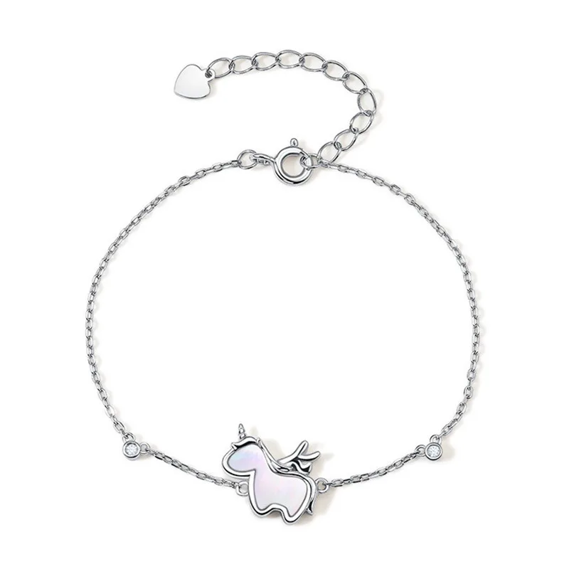 Pulsera de plata de ley 925 con abalorio de unicornio para mujer y niña, brazalete para fiesta, boda, regalo de Navidad, accesorios de joyería 2022