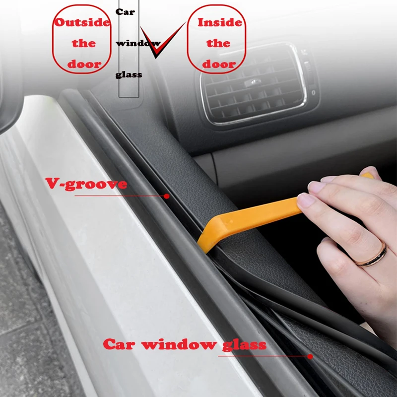 Car Styling 1M Rubber Seal Strip Side Window Seam Gap Sticker For Audi Q7 A6 C5 C6 C7 A3 8P 8V 8L A4 B8 B6 B7 B9 Q5 A1 TT MK2 Q3