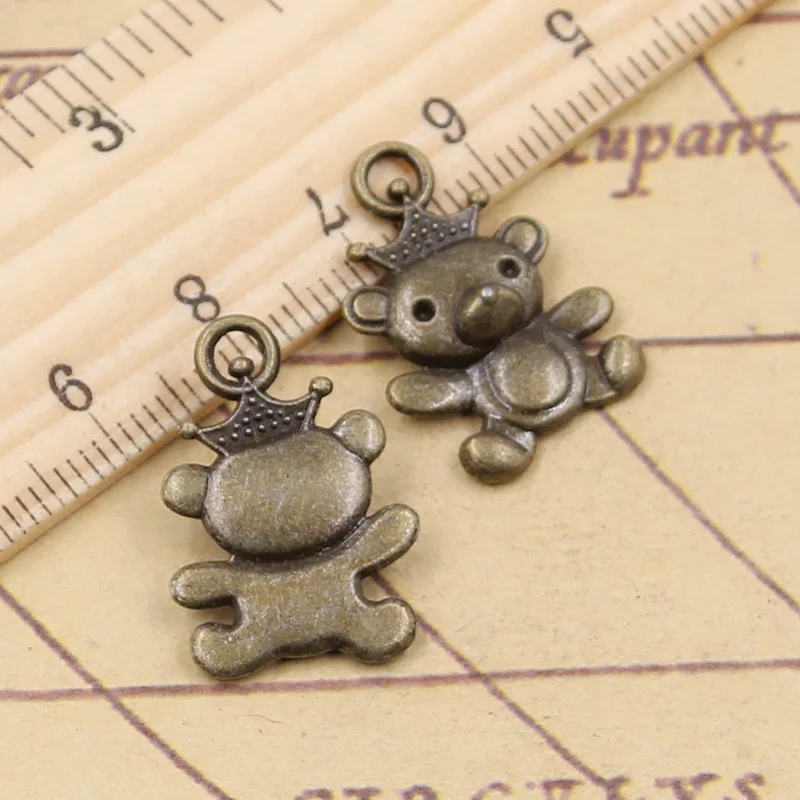 10pcs Charms Little Bear Crown 22x16mm Tibetan Bronze Silver Color Pendants Antique Jewelry Making DIY Handmade Craft