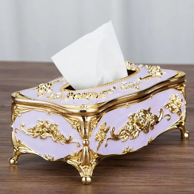 

Luxury European Plastic Tissue Box Organizer Supplies Cover Case Rectangle Houseware Paper Napkin Holder Hotel Home Decor