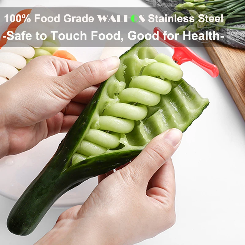 WALFOS 1pc Manual Spiral Screw Slicer Plastic PP + Steel Wire Potato Carrot Cucumber Vegetables Spiral Knife Carving Tool