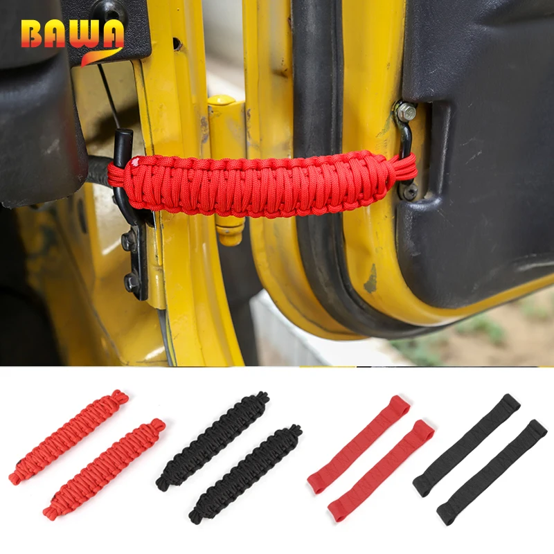 BAWA Car Limit Rope Door Adjustable Restriction Protection Rope Strap Accessories for Jeep Wrangler CJ YJ TJ JK JKU 1997-2017