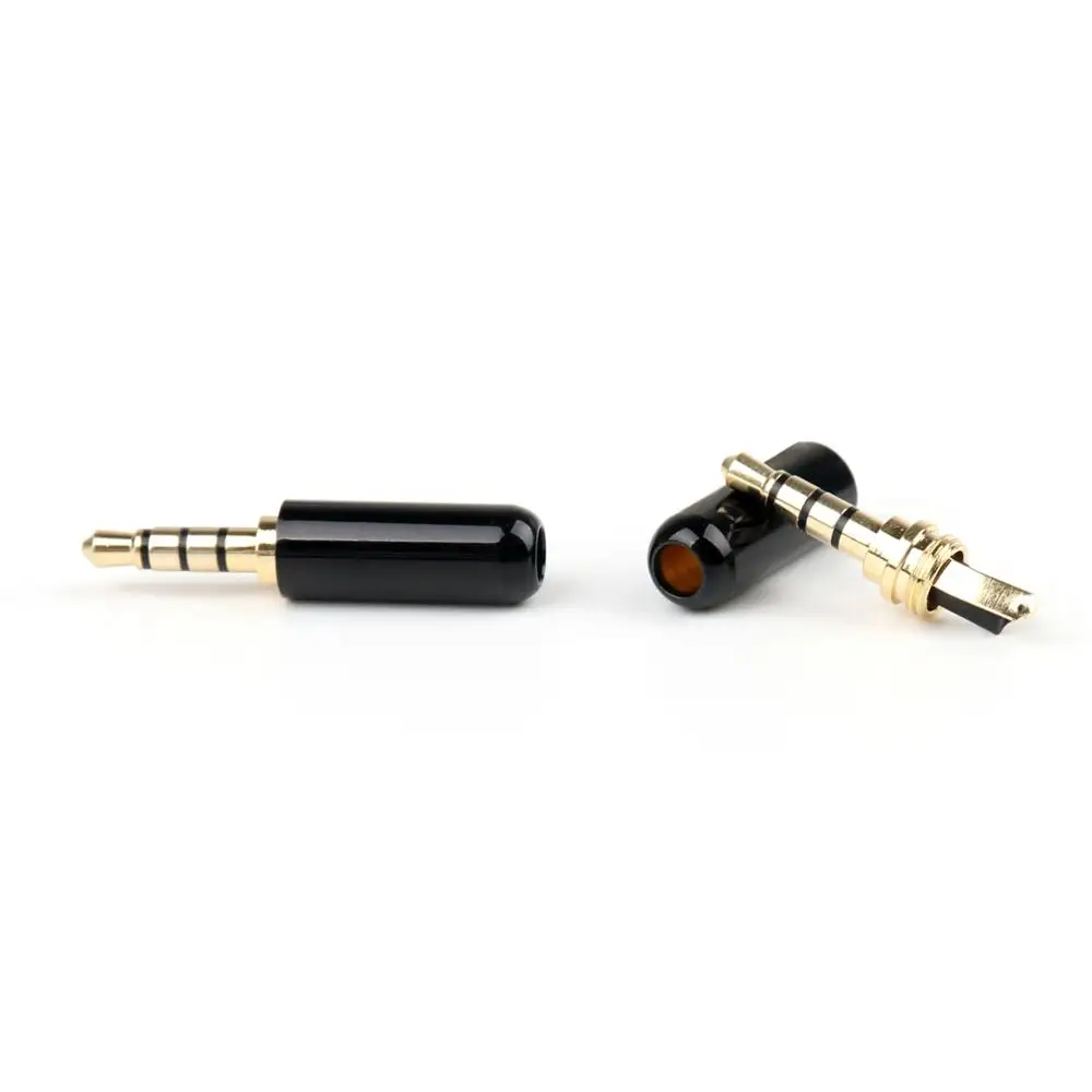 Areyourshop  3 Pcs 3.5mm 3.5 mm 4 Pole Male Repair Headphone Jack Plug Metal Audio Soldering Black