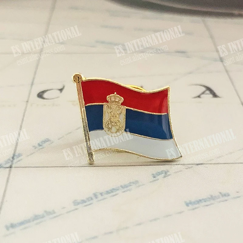 SERBIA National Flag Embroidery Patches Badge Shield And Square Shape Pin One Set On The Cloth Armband Backpack Decoration Gifts