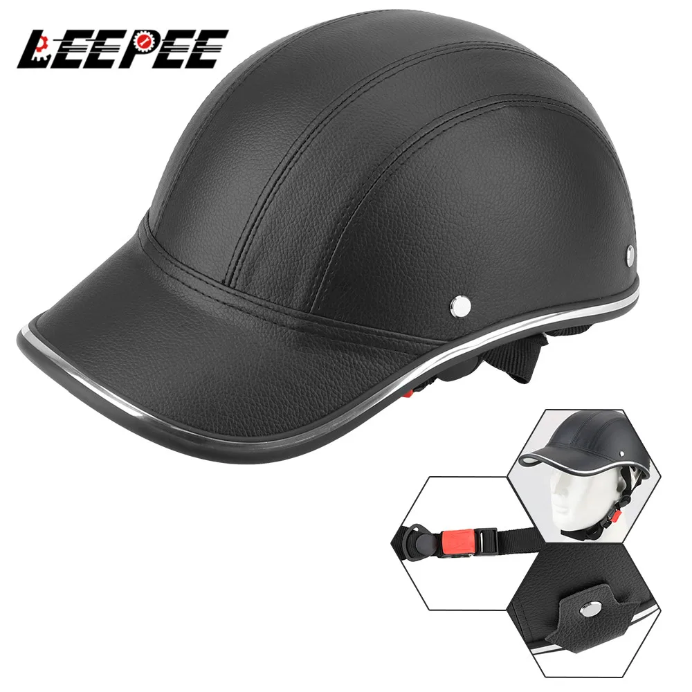 Leepee para cafe racer chopper scooter segurança capacete meia face vintage verão boné da motocicleta meio capacete boné de beisebol estilo