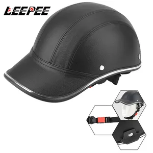 Leepee für Cafe Racer Chopper Scooter Sicherheit Halb Vintage Halbsommer Motorrad halb -Helmet 10 Hauptverkaufsreifen Cafe Racer - №6