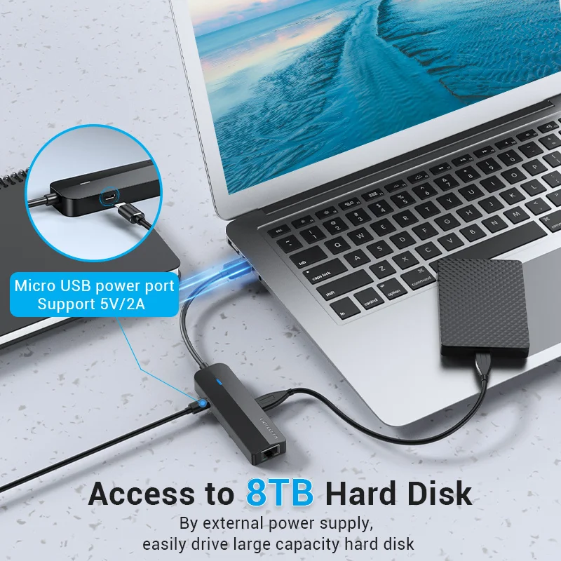 Vention USB Ethernet адаптер USB 3,0 USB-C RJ45 гигабитный Ethernet порт для пк сетевой жесткий диск Ethernet концентратор Mi Box Nintendo