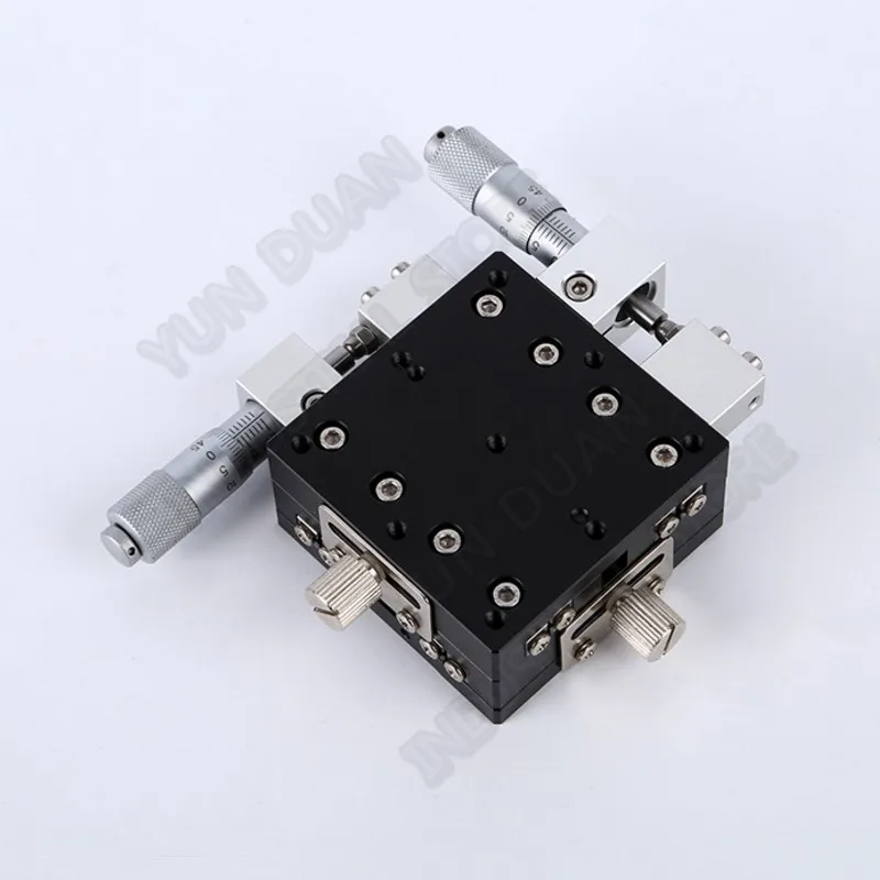 

70*70mm XY Axis 2.8" Trimming Station Manual Displacement Platform Cross Roller Guide Way Linear Stage Sliding Table LY70-L