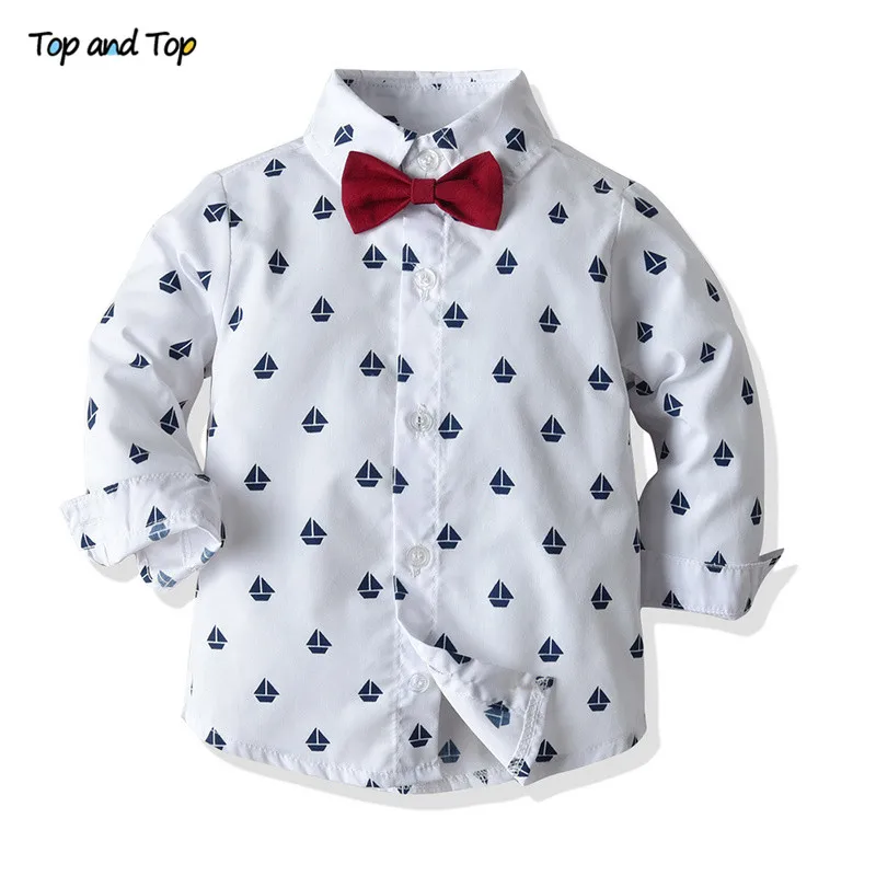 Top and Top Boys Gentleman Clothing Set Cotton Long Sleeve Bowtie Shirt+Waistcoat+Pants 3Pcs Suit Kids Boy Casual Clothes Set