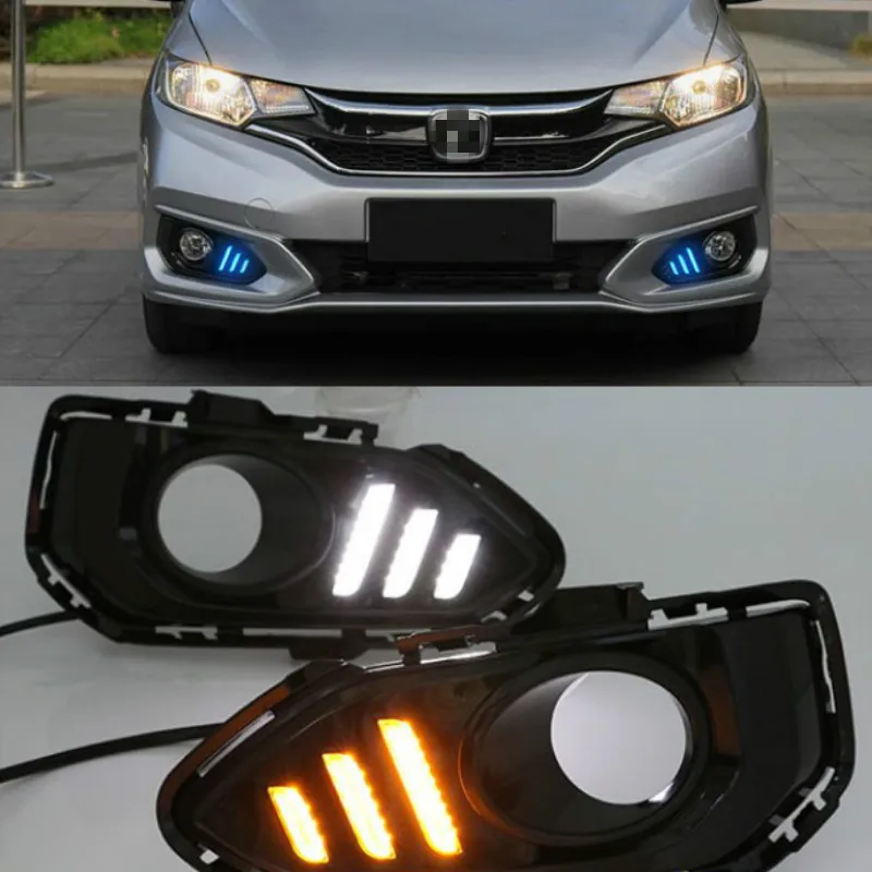 

1Set For Honda jazz fit 2018 LED DRL Daytime Running Lights Daylight Driving light with fog lamp