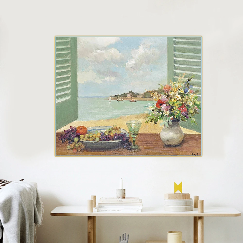 

Citon Marcel Dyf《Sea from window》Canvas Art Oil Painting Artwork Poster Picture Wall Decor Home Living room Decoration