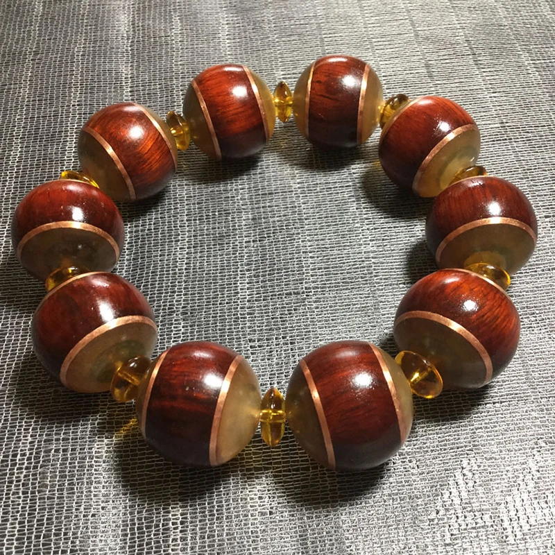 Natural Red Sandalwood Mosaic Sheep Claw Bracelet DIY Wenwan Hand String Lucky for Women Men Rosary Tibetan Bracelet Jewelry