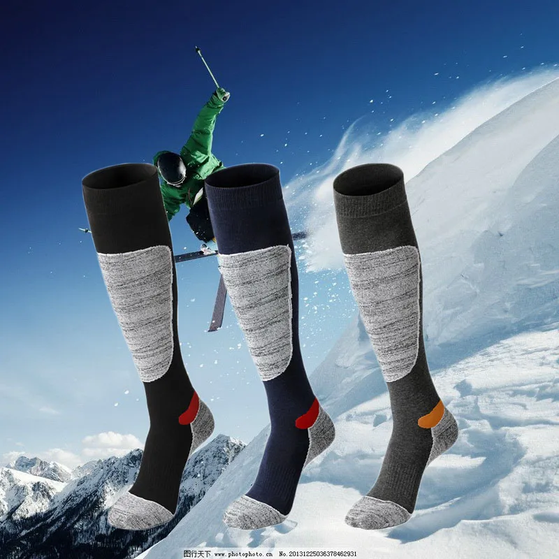 2 Pairs Winter Warm Ski Socks Men's Compression Socks Women Sports Socks For Snowboarding Hiking Climbing Long Thermal Socks