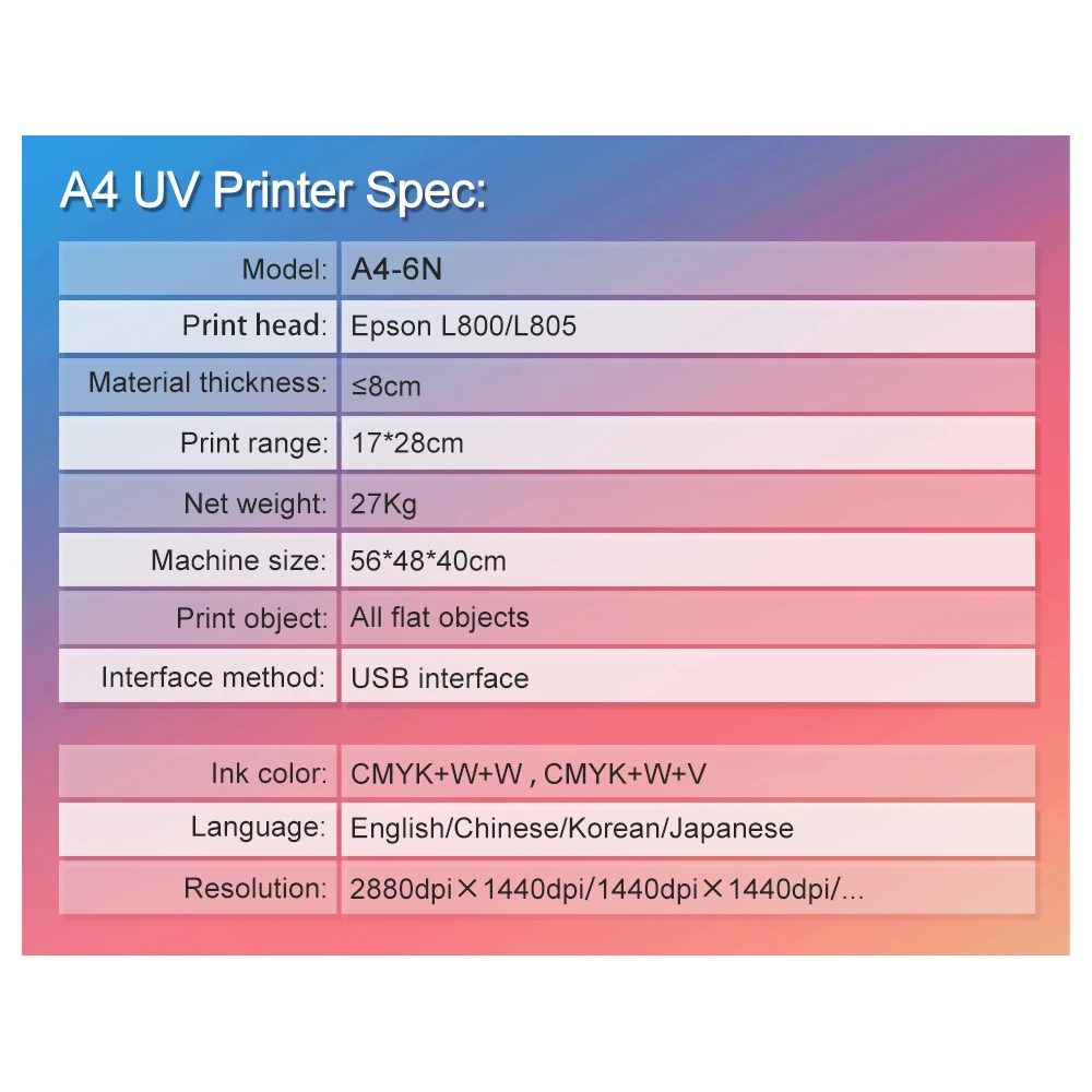 picture printer High resolution A4 UV flat inkjet infrared automatic height measurement for glass/leather/metal/plastic printing