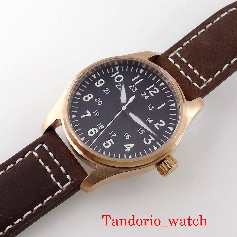 Tandorio NH35A PT5000 reloj automático para hombre, cronógrafo de cristal de zafiro con fecha C3, resistente al agua, 200m, bronce, m