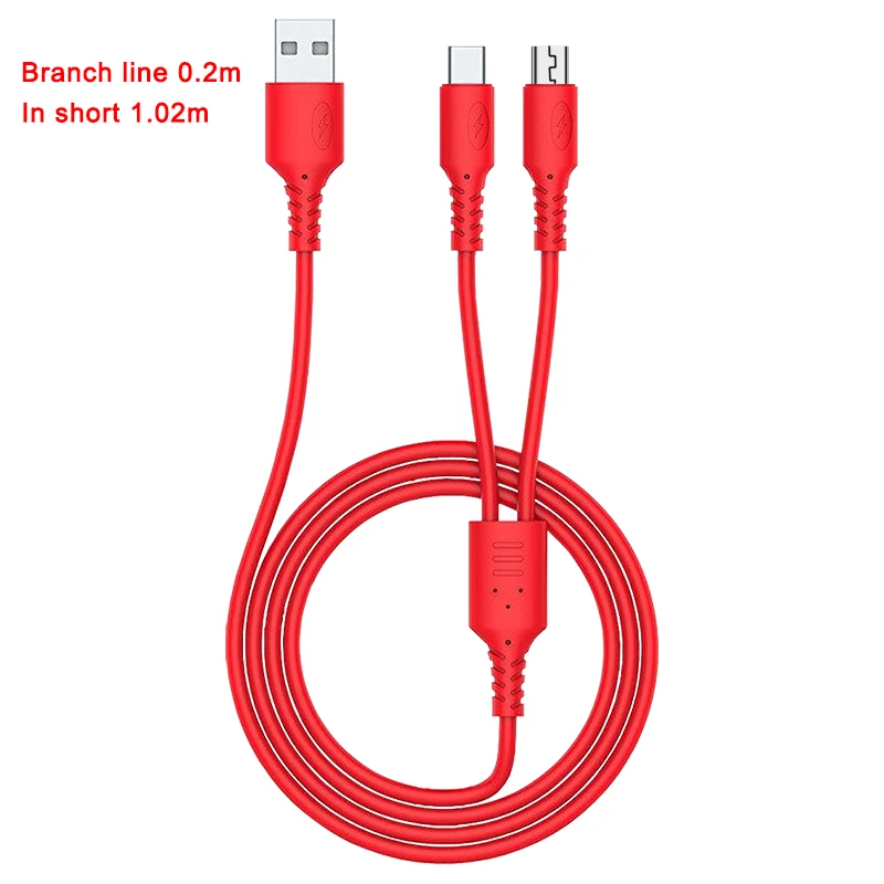 Micro USB Type-C Cable 2 in 1 USB Cable Fast Charging  Wire for Huawei xiaomi Quick Charge Wire Cord Color Liquid Silicone Cable