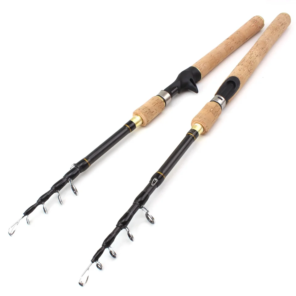 High Quality 1.8m 2.1m 2.4m 2.7m  Spinning Rod carbon telescopic fishing rod lure rod wooden handle pole Fishing Tackle