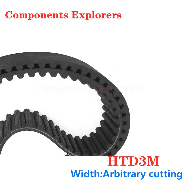 HTD3M-Closed-Loop correia dentada, borracha síncrona, largura 354, 357, 360, 363, 366, 369, 372, 375, 381, 384, 387mm, 6mm, 9mm, 15mm