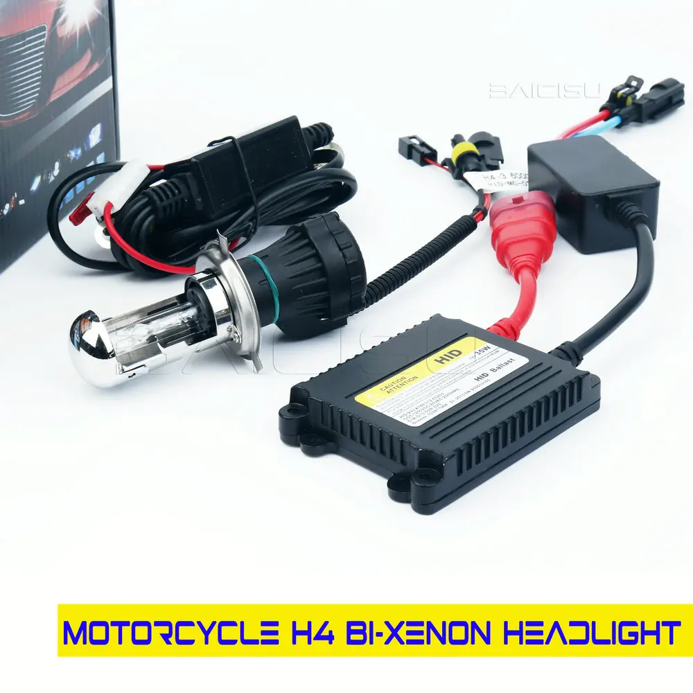 

Motocicleta hid xenon lamp h4 hi/low h4 bi-xenon soquete alta baixa moto luz hid 35w hid slim lastro kit bicicleta