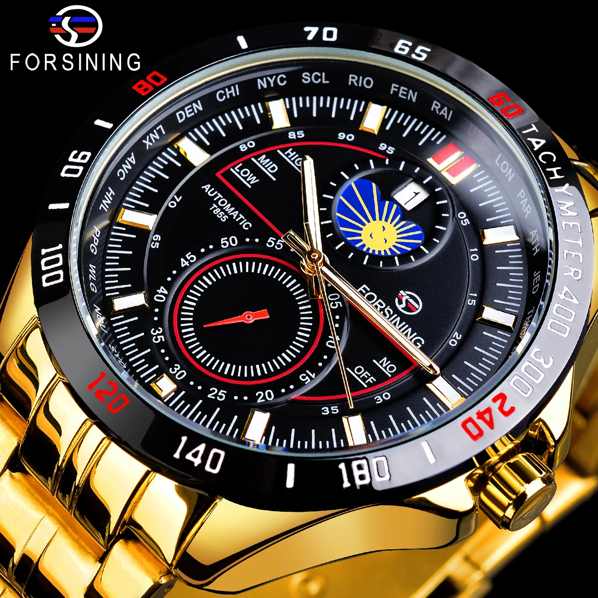 

Forsining Men Luxury Automatic Wrist Watch Calendar Men's Mechanical Watches With Luminous Pointers Golden Relogio Masculino