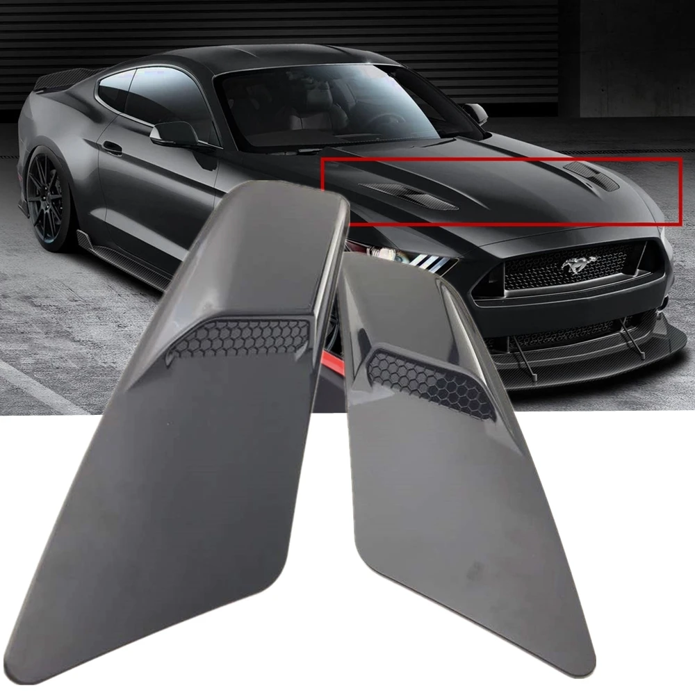 

ABS Plastic Car Air Intake Scoop Bonnet Hood Vent Front Hood Vent For Ford Mustang 2015-2017 Panel Trim 2pcs