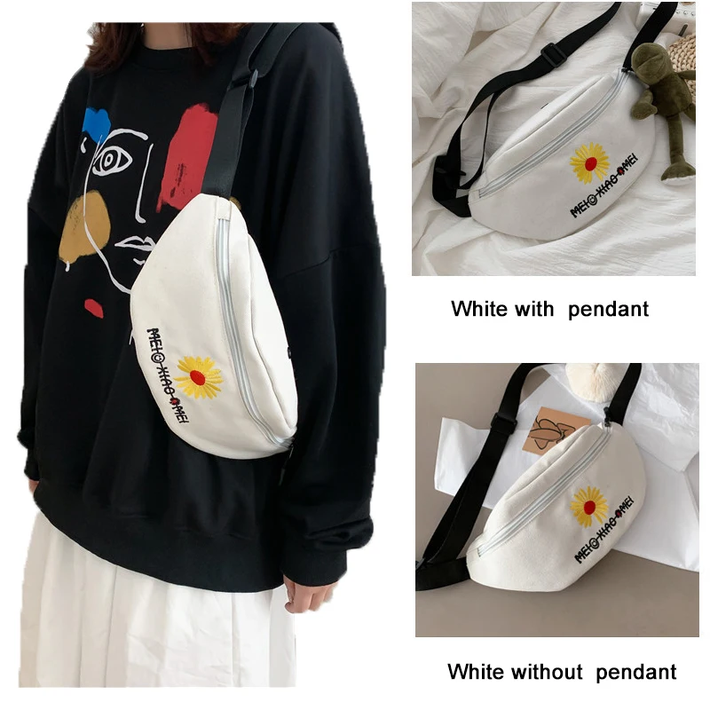 Fashion Waist Belt Bag Korea Ins Banana Bags Canvas Usb Bum Bag Pouch Girl Women Ladys Small Fanny Pack Pillow Purse Feni