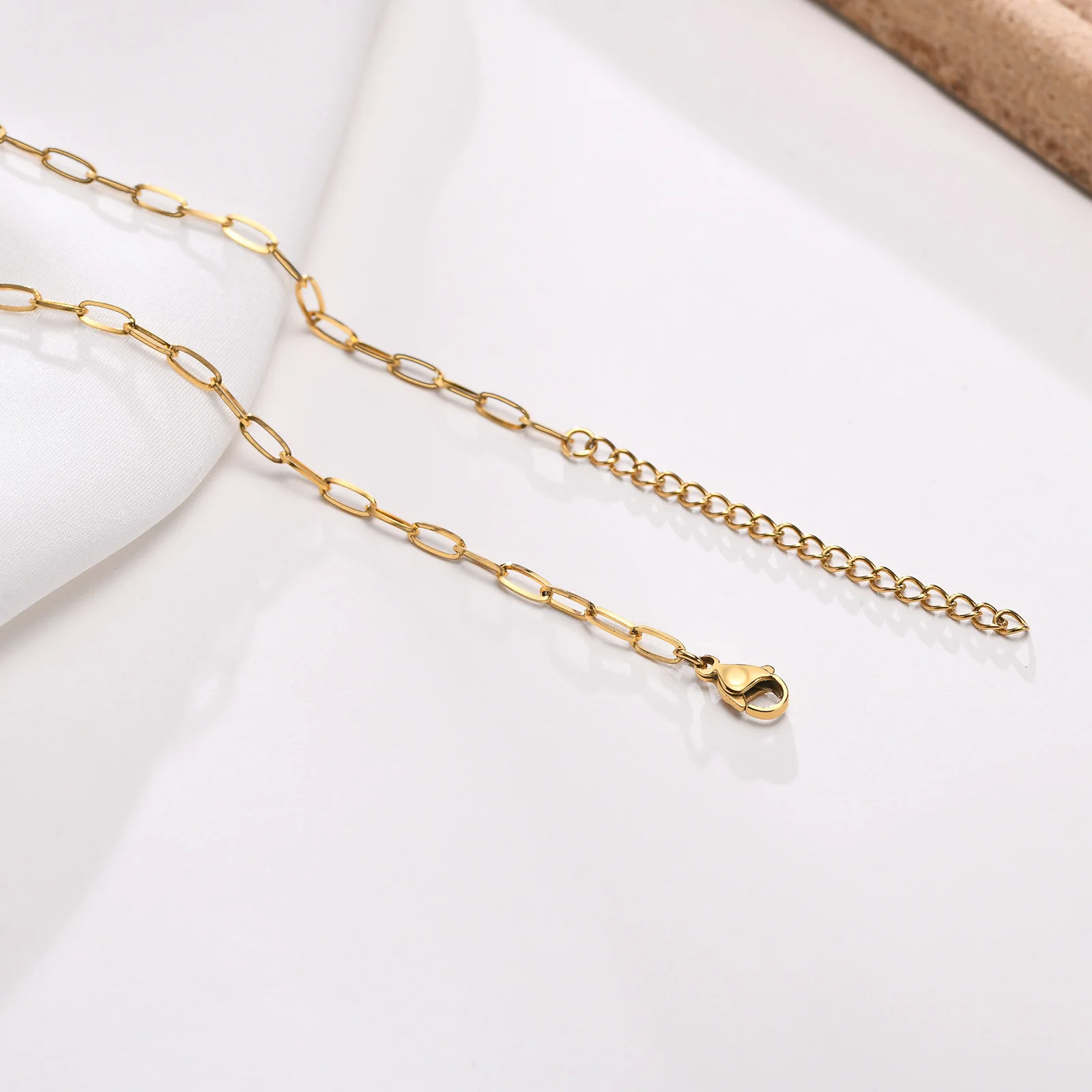 Square Rectangle Necklace Pendant for Wome, Adjustable Perpaerclip Chain Link, Stainless Steel Minimalism Wholesale Jewelry image 5