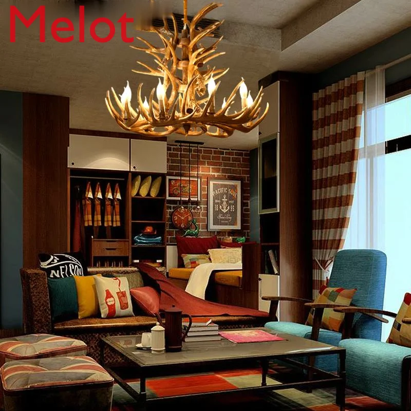 Nordic LED Chandelier Pendant Lamp Lighting Industrial Buck Deer Horn Antler Bedroom Living Room Kitchen Fixtures