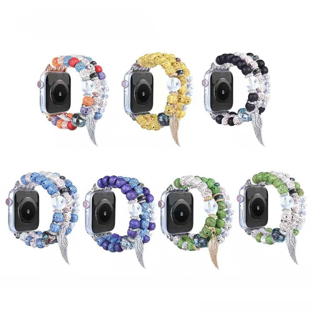 Pulsera para Apple Watch, banda elástica de 45mm, 41mm, 44mm, 40mm, 42mm y 38mm, joyería para mujer, 2022 con cuentas