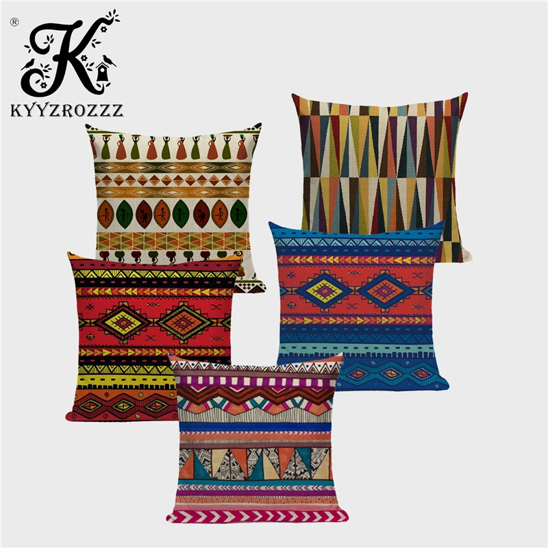 

Nordic Style Bohemian Geometric Pattern Cushion Cover Linen Printing Home Bedroom Sofa Decoration Hug Pillowcase 45 * 45