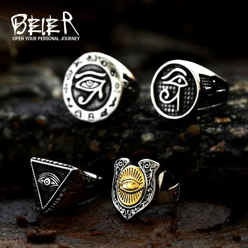 BEIER stainless steel The Kane Chronicles ring Wedjat Eye Ring jewelry for Man/Women BR8-753