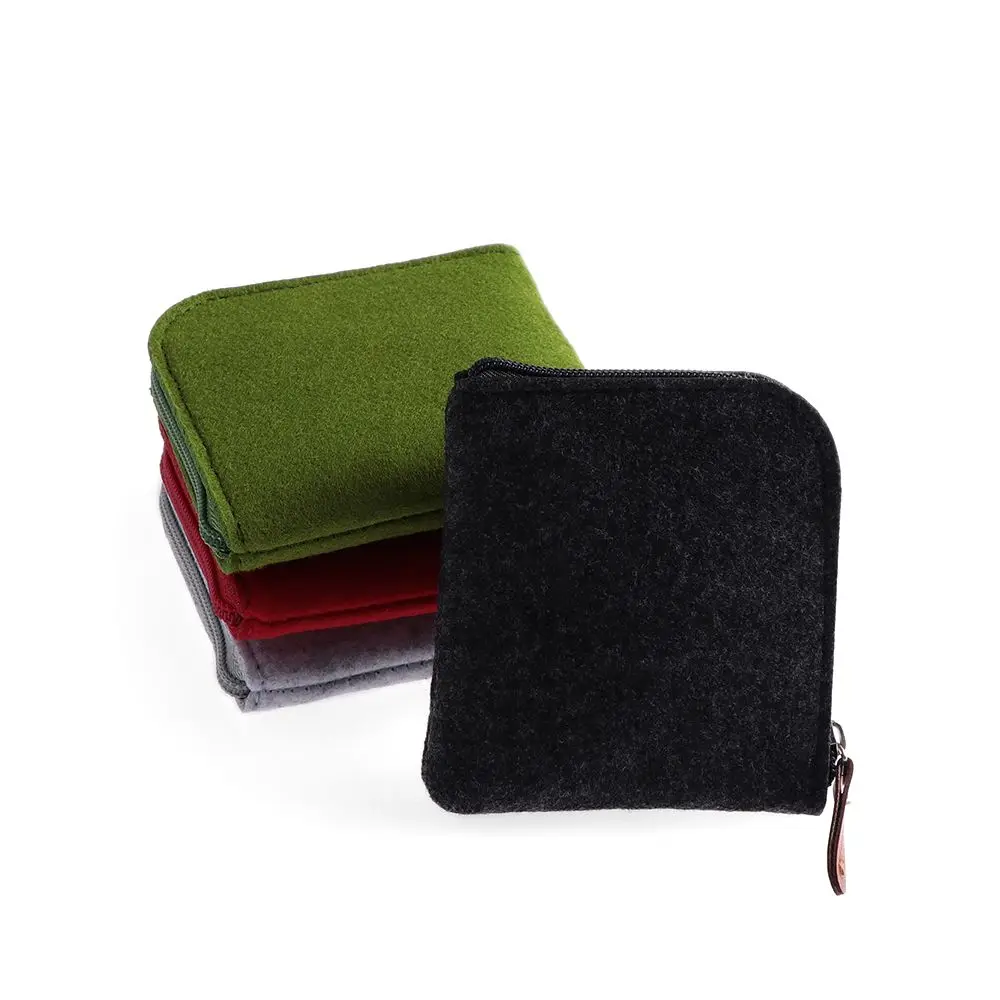 Cheap Wool Felt Mini Coin Purse Wallet Women Men Change Bag Credit Card ID Holder Wallets Key Chain Mini Bag Felt Retro Bag