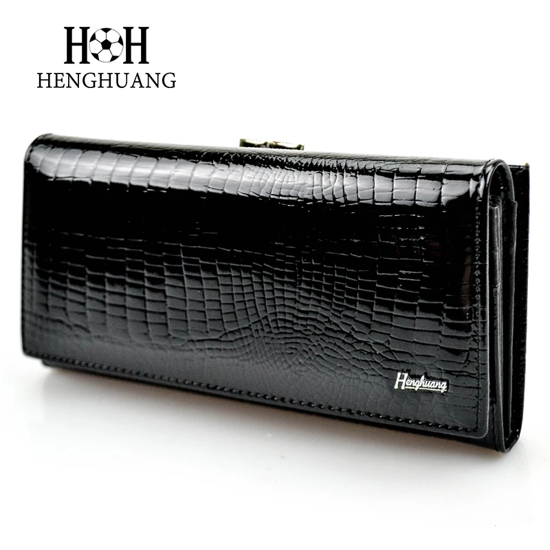 Designer Genuine Leather Women Wallet Female Long Clutch Money Bag  Luxury Brand Alligator Leather Ladies Coin Purse Wife\'s Gift