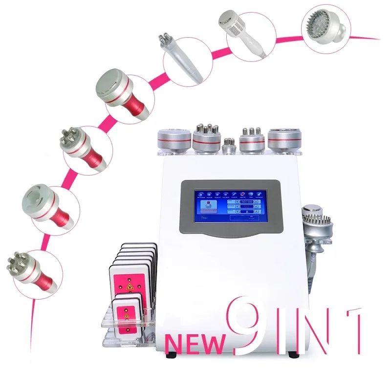 9 IN 1 Ultrasonic Cavitation Vacuum RF Body Slimming Machine Skin Lifting Cellulite Elimination Weight Loss Massager