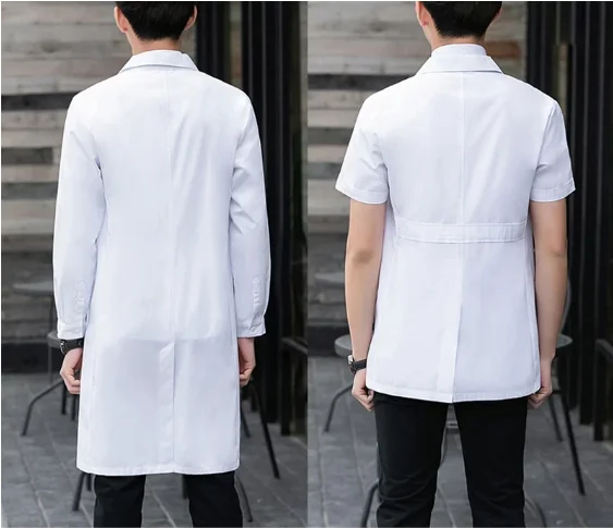 Manteau Long de laboratoire respirant unisexe, vente en gros, uniforme de salon de beauté, uniforme de salon de beauté, blanc